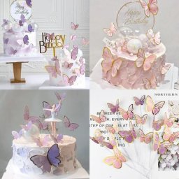 Zerolife – décoration de gâteau en fil de fer stéréoscopique papillon violet rose garniture de