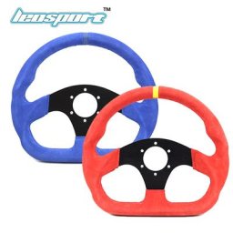 Volant plat en cuir suédé pour jeu de course 330mm 13 "" rouge bleu haute qualité