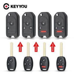 KEYYOU – coque de clé de voiture pliable à 2 boutons pour Honda CRV Accord Civic Odyssey Fit Pilot