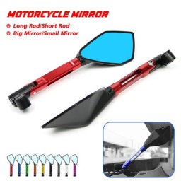 Rétroviseurs de guidon de moto en aluminium CNC rétroviseur bleu anti-absorbe ouissement pour