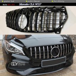 Grille de pare-chocs avant GTR de remplacement frein de tir noir et argent Mercedes Classe CLA