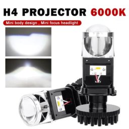 Mini projecteur d'objectif LED H4 ampoule Canbus 110W 60000LM phare sans ventilateur pour