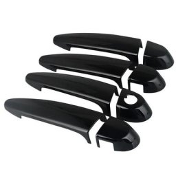 Couvercle de poignée de porte en plastique ABS noir brillant 4 pièces/ensemble accessoires de