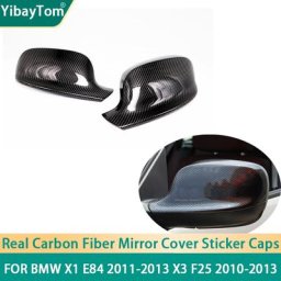 Capuchons de rétroviseur latéral en fibre de carbone véritable autocollant complémentaire pour BMW
