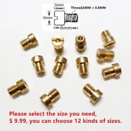 Buse d'injecteurs principaux pour moteur de moto CB CG GY6 lot de 12 pièces pour carburateur CVK