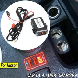 Adaptateur de chargeur USB QC3.0 pour Nissan Auto Tourists charge rapide style LED voltmètre de