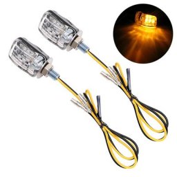 Mini Clignotant de Moto Couleur Argent/Noir Ambre 6 Gible 12V 1 Paire