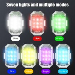 Lumières stroboscopiques LED sans fil 7 couleurs télécommande d'avion longue durée de vie de la
