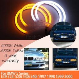 Kit d'anneaux Halo yeux d'ange en coton blanc et jaune 1 ensemble pour BMW série 5 E39 525i 528i