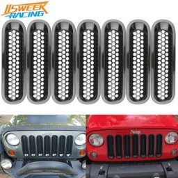 Inserts de maille de calandre avant pour Jeep Wrangler JK 2007 – 2017 7 pièces noir mat