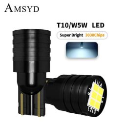 Clignotants LED 3030 6SMD T10 W5W 2 pièces feux de plaque d'immatriculation arrière éclairage