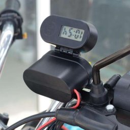 Chargeur de moto multifonctionnel double USB horloge numérique LED + allume-cigare étanche prise
