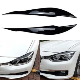 2 pièces couverture de sourcil de paupière de phare de voiture noir brillant pour BMW F30 Saloon