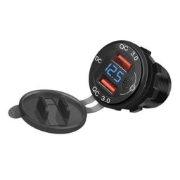Chargeur rapide en Aluminium 12/24V métal QC3.0 USB double prise de voiture étanche avec