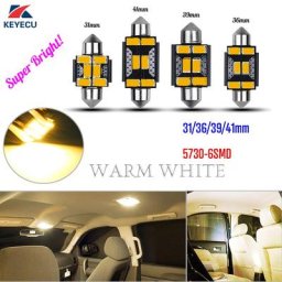 Keyecu – Festoon blanc chaud extrêmement lumineux 31-41mm 6SMD-5730 DE3175 DE3022 pour éclairage