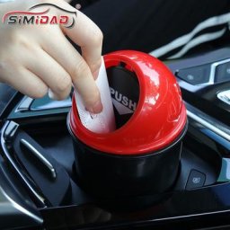 Poubelle en plastique à couvercle rabattable auto-élastique porte-ordures poubelle de voiture