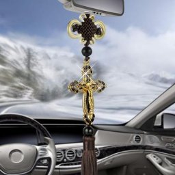 Décoration de voiture Moto Auto figurine de Jésus confrontation croisée automobile rétroviseur