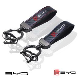 Porte-clés de voiture en fibre de carbone pour BYD anneaux han tang ev dm d1 song MAX accessoires