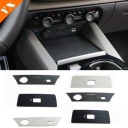 Console centrale avant et arrière de voiture en noir de carbone inoxydable port de charge USB