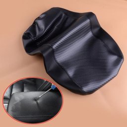Juste de coussin de boîte d'accoudoir de console centrale de voiture PU noir style fibre de