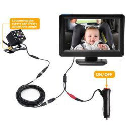Caméra de recul pour voiture écran couleur TFT LCD 4.3 pouces moniteur bébé réglable à 360 °