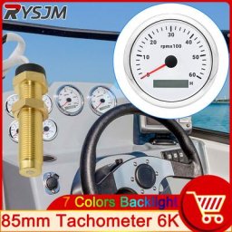 Tachymètre pour moteur de bateau 7 couleurs rétro-éclairé 85mm capteur de jauge M16 9-32V LCD 6K
