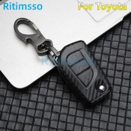 Porte-clé télécommande en Fiber de carbone ABS étui complet pour Toyota Hilux Revo Innova Rav4