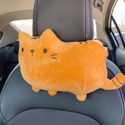 Coussin de siège auto en peluche chat mignon de dessin animé oreiller de repos créatif oreiller de