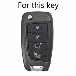 AX – étui de clé télécommande en Silicone pour Hyundai Kona 4 boutons 2018 2019