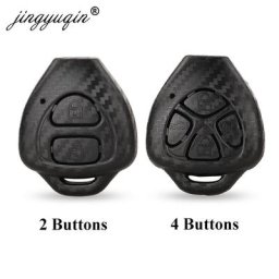 Jingyuqin – housse de clé de télécommande de voiture en plastique Fiber de carbone 2/4 boutons