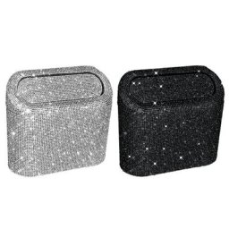 Poubelle de voiture Bling avec couvercle poubelle en biscuits sac de rangement d'évaluation