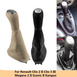 Pommeau de levier de vitesse en cuir pour Renault Clio 2 II levier de vitesse beige noir
