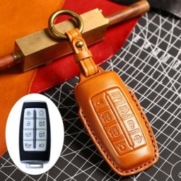 Étui pour clé de voiture en cuir véritable 6 ou 8 boutons pour Hyundai Genesis G80 GV70 GV80