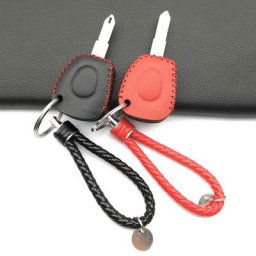 Coque de clé de voiture en cuir pour Renault Clio Megane Scenic porte-clés à distance IR coque de