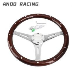 Volant fendu à 3 rayons en bois de pêche poignée rivetée haute qualité 6 trous 380mm 14 po