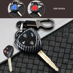 Coque de clé télécommande en Fiber de carbone ABS pour Toyota Corolla Yaris Camry RAV4