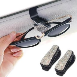 Porte-lunettes en diamant Bling Bling monture de lunettes de soleil pour pare-soleil de voiture