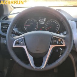 AOSRRUN-Juste de volant de voiture en cuir véritable accessoires pour Hyundai Soladditif i25 i20