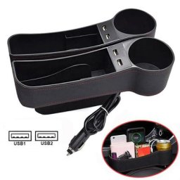 Remplisseur d'écart de siège de voiture en cuir console de chargement USB côté évalué avec
