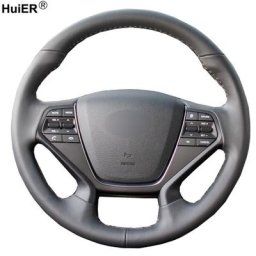 Couvre-volant de voiture couture à la main pour Hyundai Sonata 9 2015 2016 2017 (4 rayons)
