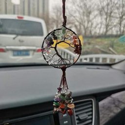 Pendentif d'arbre de vie de voiture fait à la main collier de pierres précieuses naturelles
