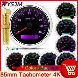 Tachymètre universel 4K RPM 85mm étanche pour voiture et bateau écran LCD 4000 RPM tachymètre