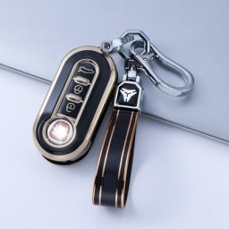 Juste de clé de voiture à rabat pour Fiat Ducato 3 boutons TPU Gold Edge 500 500L KrasnoGrande