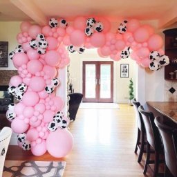 Costume de vache rose en arc décoration de fête à la ferme guirlande de ballons fête à thème