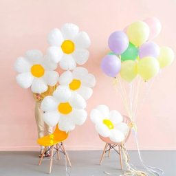 Ballons en aluminium AndrFoil pour enfants fleurs blanches détruites fête d'anniversaire à thème