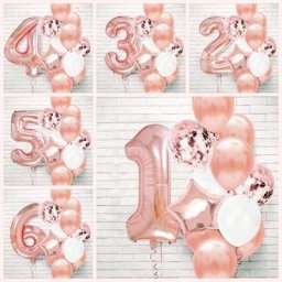 Ballons en latex numérotés en feuille d'or rose décoration de fête d'anniversaire pour enfants