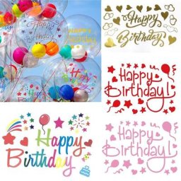 Autocollants ""Happy Birthday"" pour grands ballons transparents 1 pièce fournitures de fête