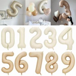 Grands ballons à chiffres blancs et crème en aluminium 40 pouces 0 1 2 3 4 5 6 7 8 9 décorations