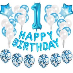 1st Happy Birthday Decorations 32inch Blue Number Foil Balloons Boy My First One Year Party Supplies