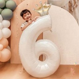 Ballons avec chiffres en aluminium lot de 2 pièces 30 pouces 1er ballon blanc avec couronne